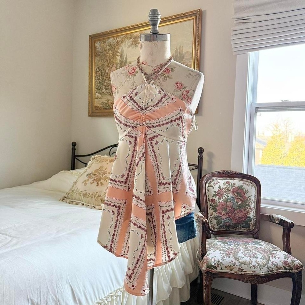 pink patchwork halter top - image 1